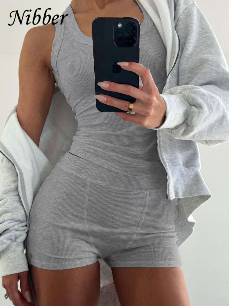 Tank Top Ribbed - Nibber setelan 2 potong untuk wanita,