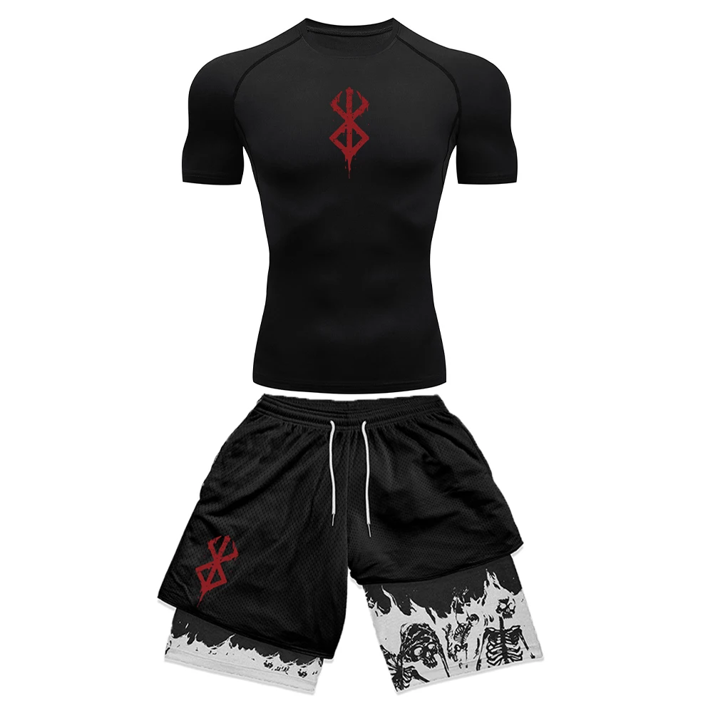 Compression Shorts Athletes - Set pakaian kompresi pria motif Anime