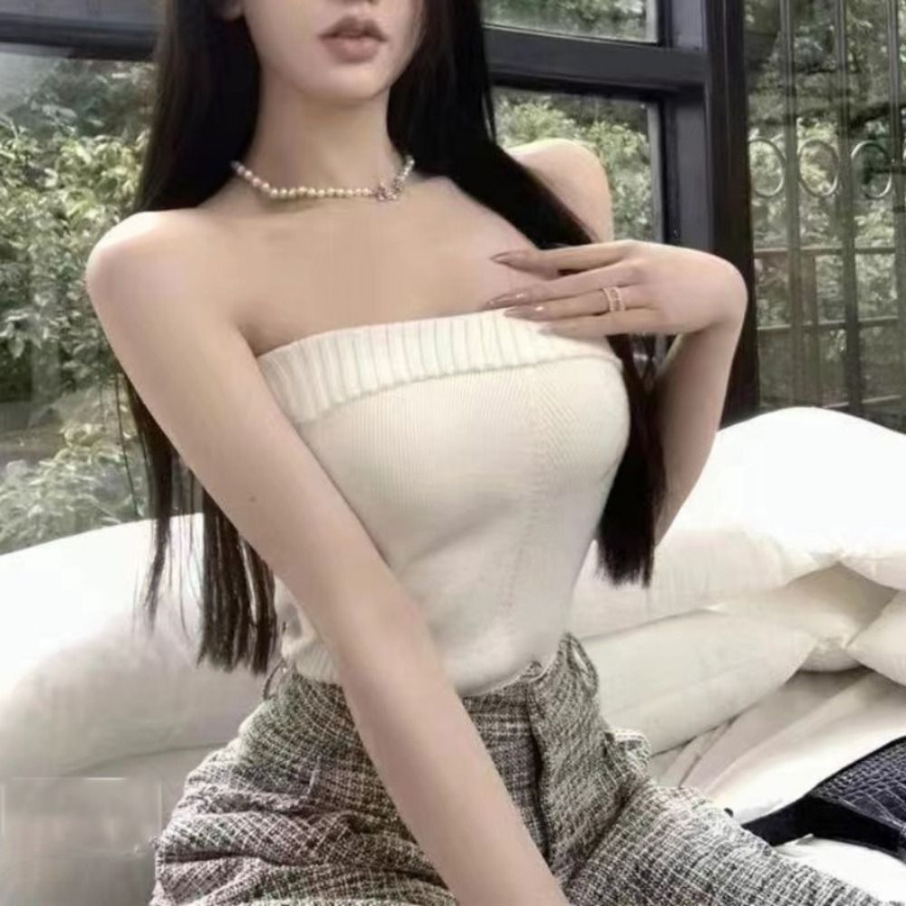 Atasan Tube tanpa tali Bandeau - Tank Top Ribbed ulasan dan harga